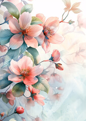 Elegant Floral Art with Blossoming Pink Flowers and Soft Background