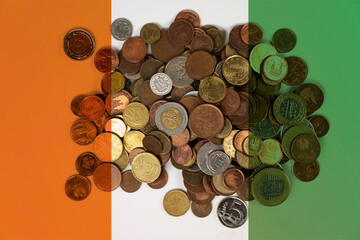 Ivory Coast economic situation, economy and finance concept, financial values with coins, banking 