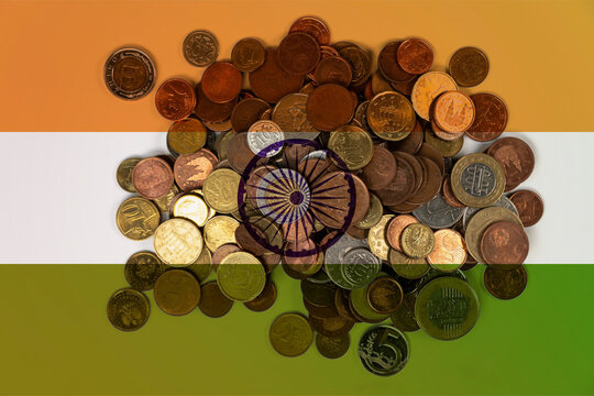 India economic situation, banking and money, India flag with changes, news banner idea, economy