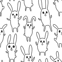 cute kawaii rabbits bunnies seamless abstract pattern background fabric fashion design print wrapping paper digital illustration art texture textile wallpaper image apparel 