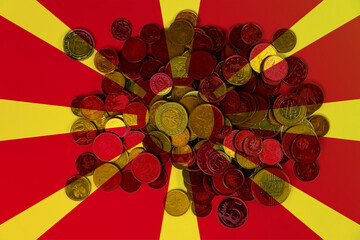 Macedonia economic situation, Macedonia flag with changes, news banner idea, financial values with 