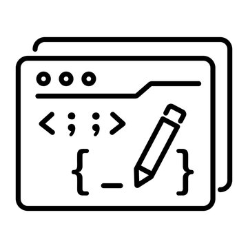 This line icon of showing code editor 