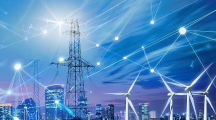 Infrastructure and Technology: Pictures of smart grids, smart meters, energy management systems, and futuristic energy technologies. -