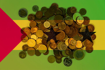 Sao Tome And Principe economic situation, economy and finance concept, financial values with coins