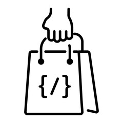 A customizable line icon of buy software 