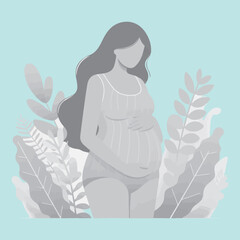 Pregnant Woman Portrait in Black and White