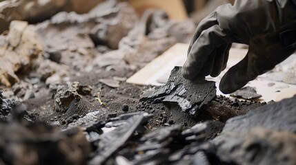 Close-up of a geologist's fossil samples, linking the ancient origins of oil and natural gas with modern energy use. 