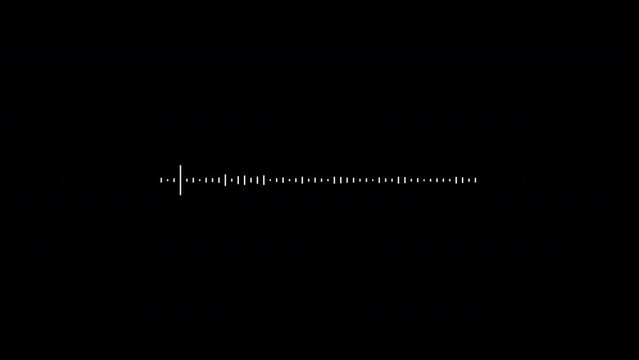 Minimalist wave form Audio Isolated on transparent background. Visualization sound graphic element. Sound graphic equalizer animation. Sound wave, audio spectrum simulation on black background.