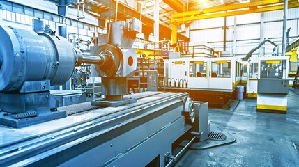 Close-up of a factory floor with machines in operation, depicting industrial energy consumption in manufacturing. 