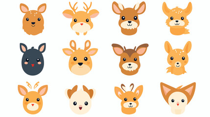 Cute deer animal emotions tiny deer with emoji coll