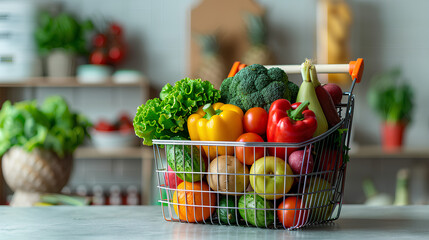 
Online grocery shopping delivery app ads concept