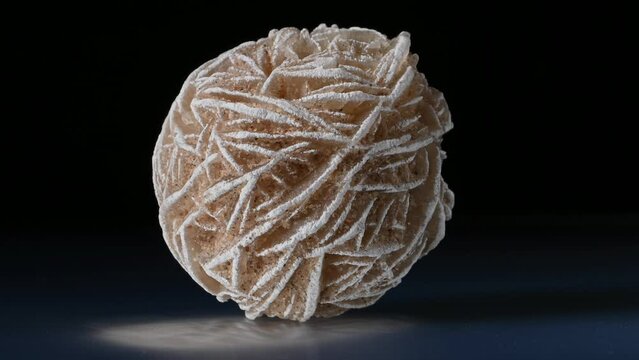 'Desert Rose' - Baryte (barium sulphate) rotating slowly against a black background	