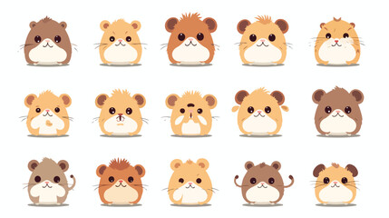 Cute hamster animal emotions tiny mouse with emoji co