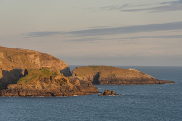 Landscape at dawn of the Atlantic ocean on the Irish coast. Cliffs.