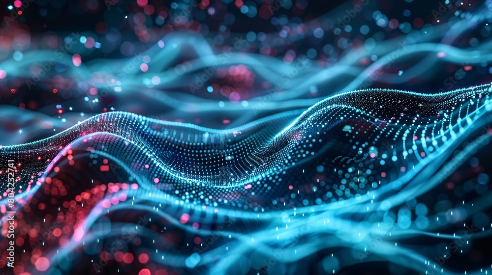 Poster abstract background featuring digital technology, with concepts of artificial intelligence, deep lea