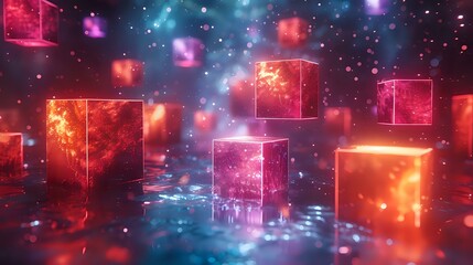 Otherworldly Geometric Composition with Vibrant Colors