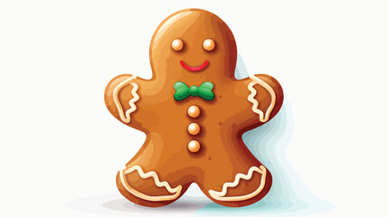 Christmas cookie in shape of gingerman on white bac