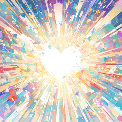 Joyous Explosion of Colors with Translucent Heart Design - Perfect for Positive Emotions and Uplifting Messages