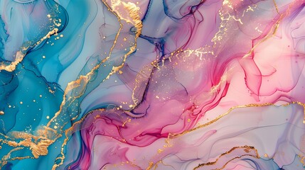 Fototapeta premium Fluid Elegance of Swirling Alcohol Ink Marble Art