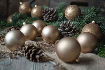 Collection of decorative Christmas ornaments displayed neatly on a table for holiday festivities