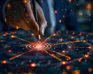 Businessman Utilizing Advanced Technology for Strategic Focus on Business Milestones