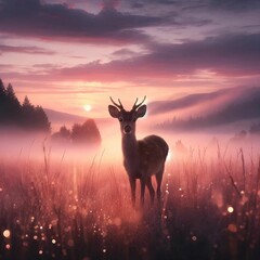 deer in the sunset forest