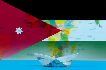 Sea transport of Jordan concept, cargo and logistics idea, paper ship with Jordan flag