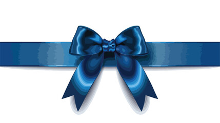 Blue ribbon with bow on white background Vector illustration