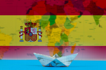 Sea transport of Spain concept, bulk carrier or ships on sea, international transportation trade 