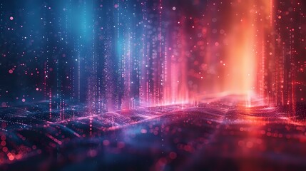 Vibrant Urban Night Skyline with Futuristic Digital Atmosphere