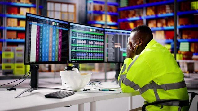 Unhappy Worker At Warehouse