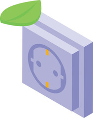 Eco electricity icon isometric vector. Plastic electrical outlet. Home appliance