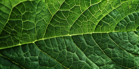 Obraz premium Green leaf close-up concept background poster. Green leaf photo style realistic illustration. Raster bitmap digital illustration. AI artwork.