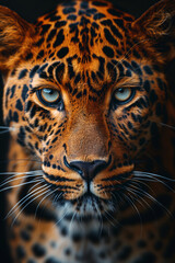 Obraz premium Leopard Gaze: Close-Up Portrait