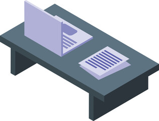 Laptop working at home icon isometric vector. Remote work. Person male