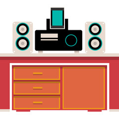 Home cinema and sound system vector icon