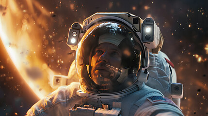 Naklejka premium astronauts in space