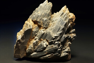 Fototapeta premium Collinsite fossil mineral stone. Geological crystalline fossil. Dark background close-up.