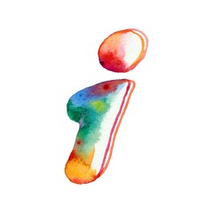 A small, vibrant, rainbow-colored watercolor letter stands out against a pristine white backdrop, radiating joy and creativity.