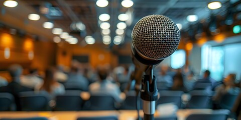 Professional Microphone on Stage for Training Session on Ethical Communication in Journalism