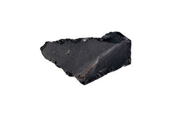 natural obsidian rough gem stone on the white background