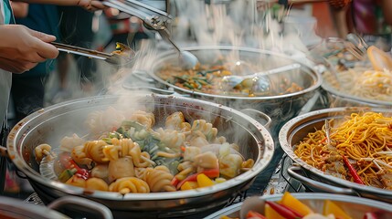 Street Food Market: At the street food market, vendors offer a tantalizing array of dishes, from sizzling skewers to spicy noodles, filling the air with a symphony of delicious aromas