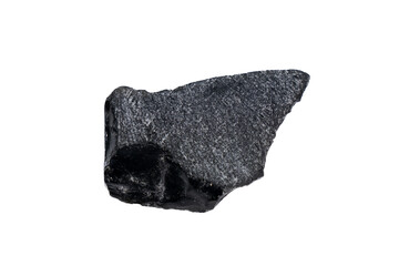 natural obsidian rough gem stone on the white background