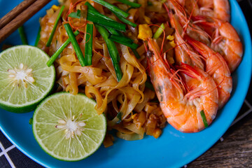Pad Thai with fresh shrimp,Thai food 