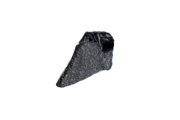 natural obsidian rough gem stone on the white background