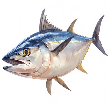 Exquisite Eastern Little Tuna Illustration in Aquarelle Style