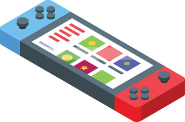 Gaming portable device icon isometric vector. Game gadget. Device console © ylivdesign