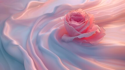 A single rose petal delicately placed on a swirling abstract background.