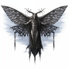 Illustration of the Mothman on a White Background