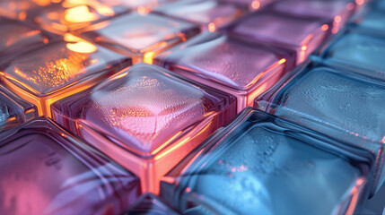 Iridescent Glass Cubes 3D Render on White Minimalist Background